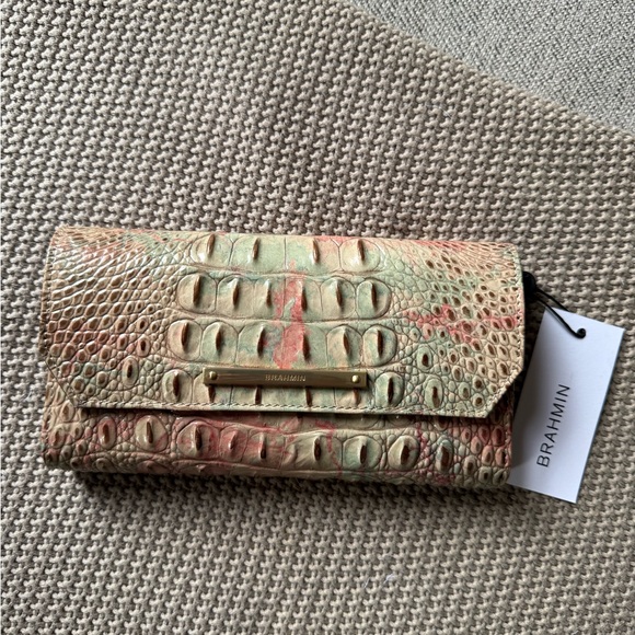 Brahmin Croc-Embossed Wallet in Earth Tones - Picture 1 of 9